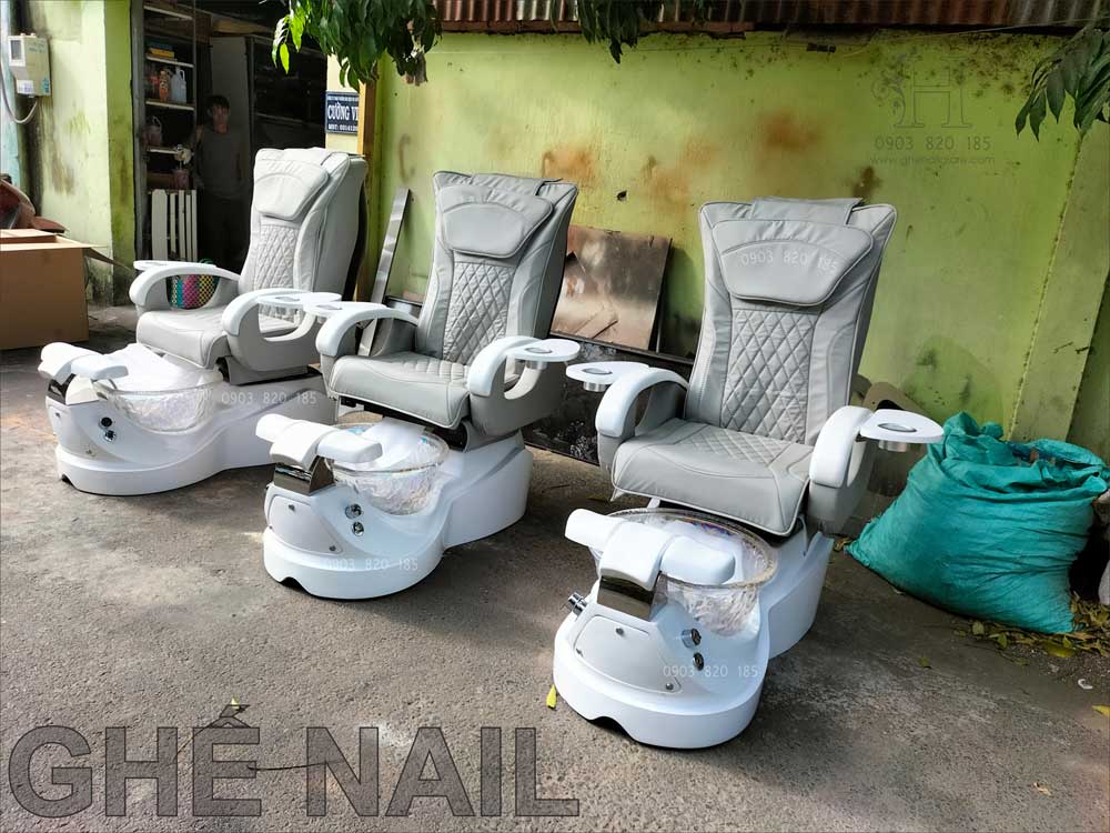 ghế nail màu xám 