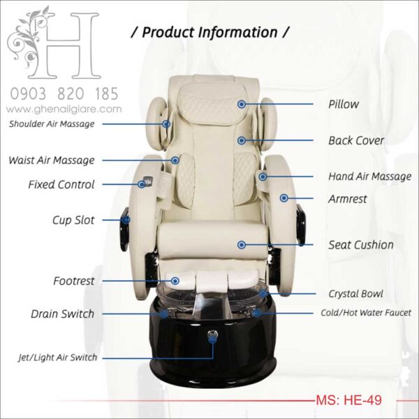 chi tiết ghế nail massage
