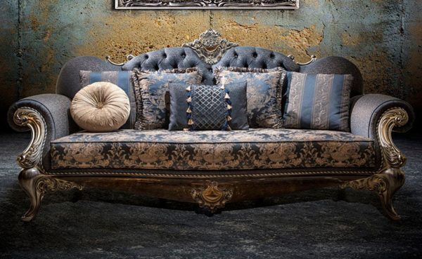 ghế sofa tân cổ điển viền gỗ