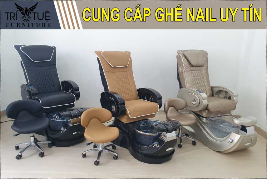 ghế nail pedicure màu đen và màu da bò