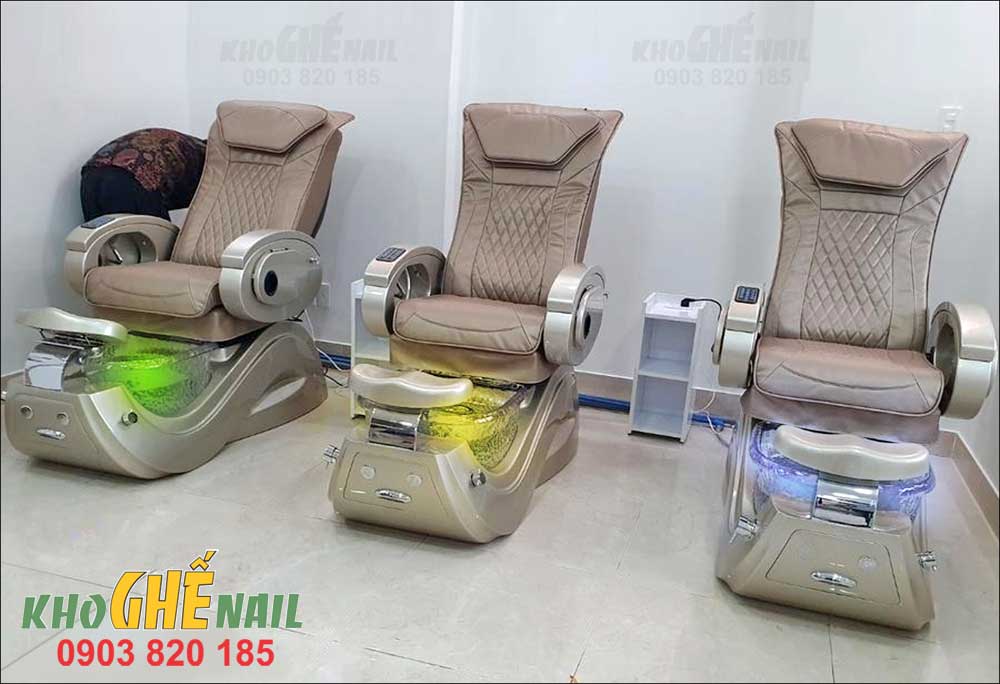 ghế nail pedicure màu đồng nhạt 