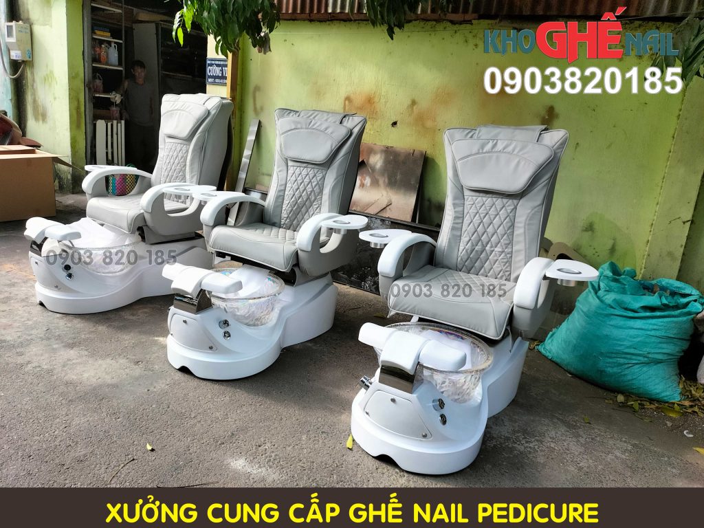 ghế nail pedicure màu xám