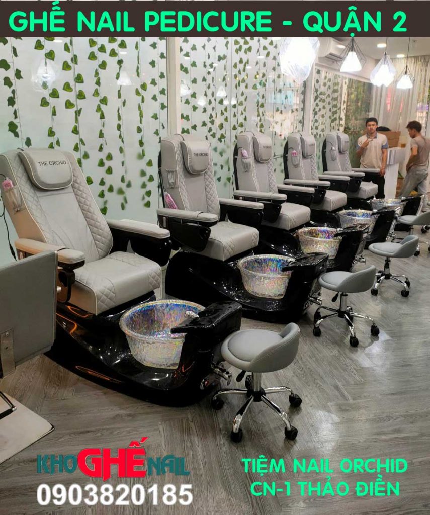 ghế làm nail trong salon nail ochid