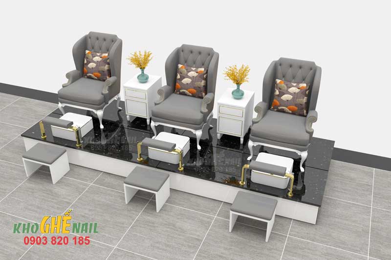 ghế nail tân cổ điển lưng thấp 